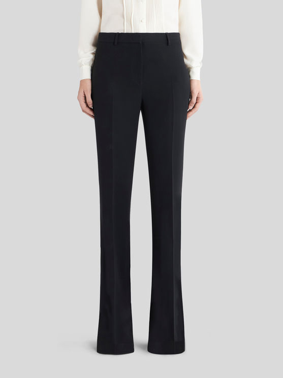 Shop Etro Flared Trousers In Black