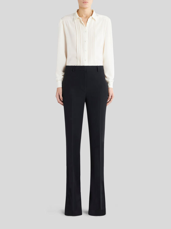 Shop Etro Flared Trousers In Black