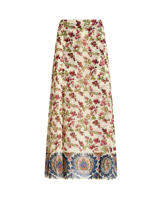 ETRO SILK MIDI SKIRT WITH FRUIT