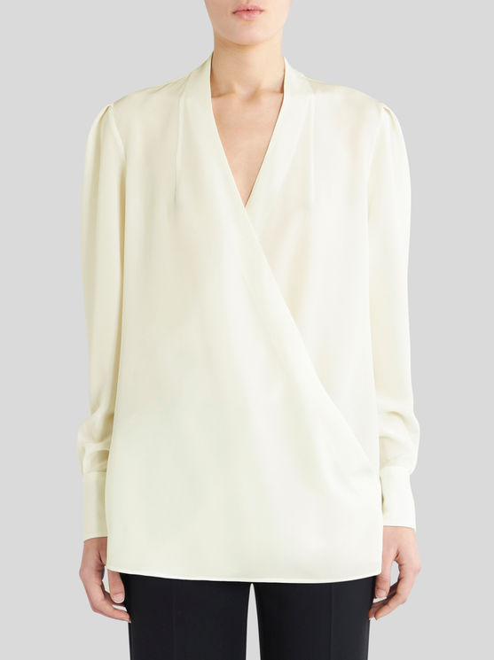 Shop Etro Silk Top With Crossover Detail In White