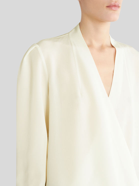 Shop Etro Silk Top With Crossover Detail In White