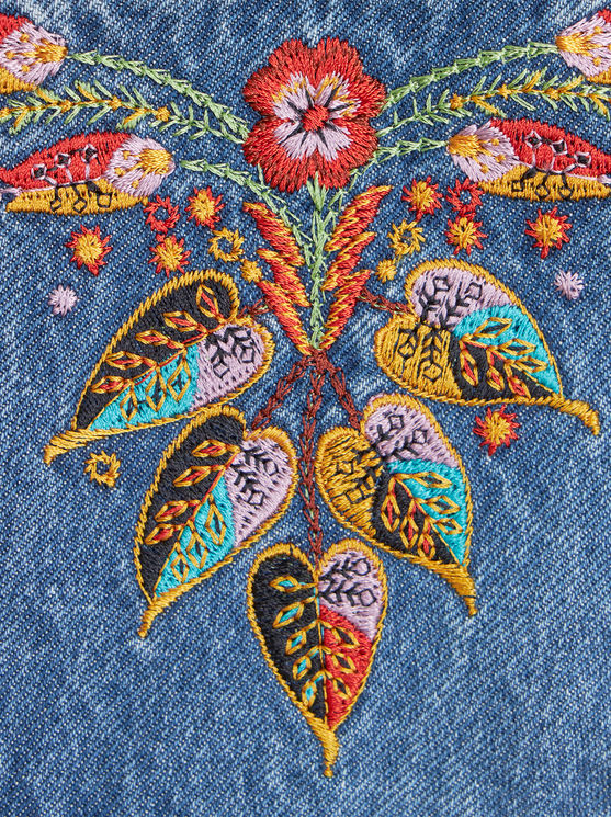 Shop Etro Flared Jeans With Embroidery In Navy Blue