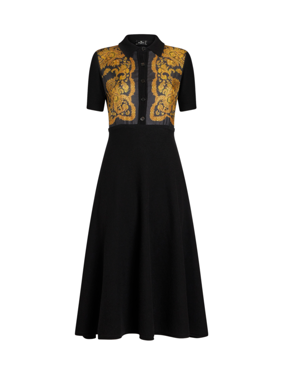 ETRO JERSEY AND SILK POLO DRESS