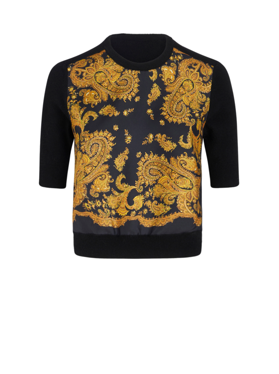 ETRO SHORT-SLEEVED JUMPER WITH SILK INSERTS