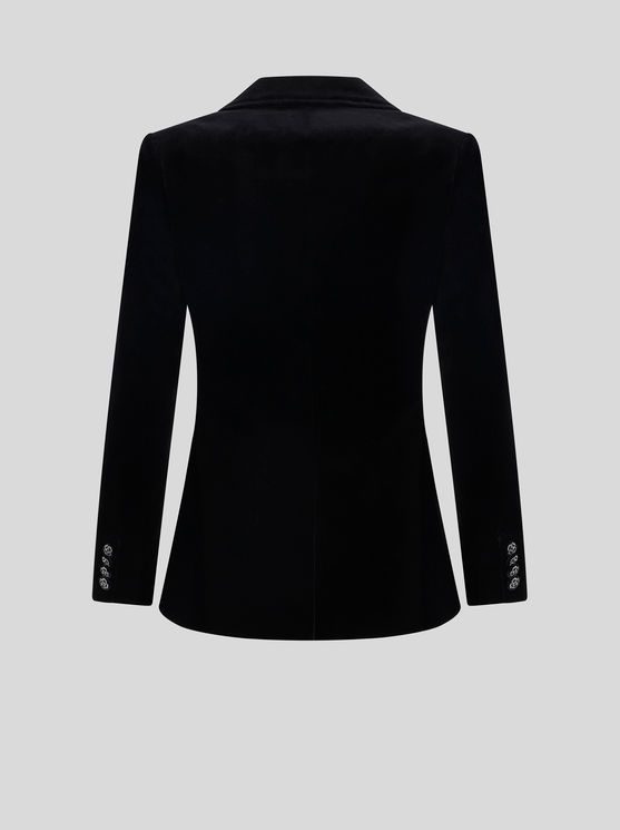 Shop Etro Double-breasted Velvet Jacket In Black