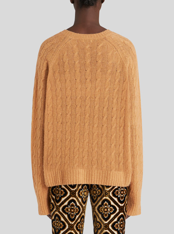 Shop Etro Round Neck Cashmere Jumper In Beige