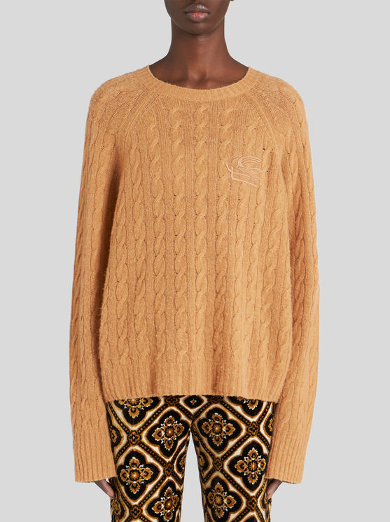 Shop Etro Round Neck Cashmere Jumper In Beige