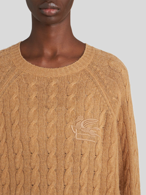 Shop Etro Round Neck Cashmere Jumper In Beige