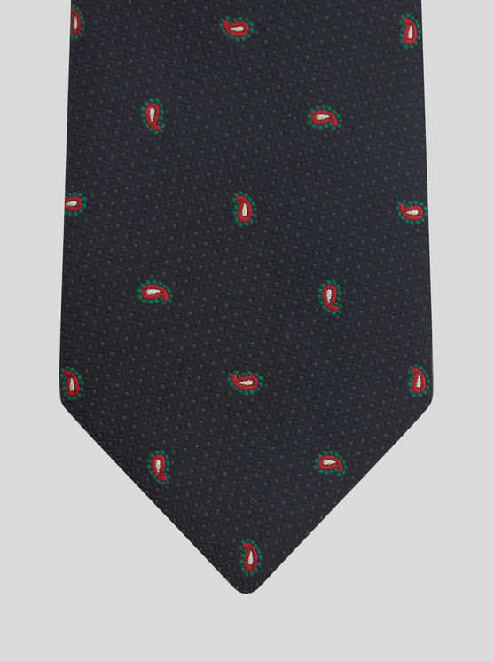 Shop Etro Silk Tie With Micro Paisley In Brown