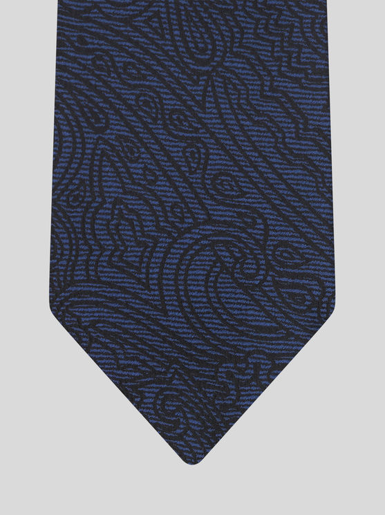 Shop Etro Silk Tie With Graphic Paisley Designs In Light Blue