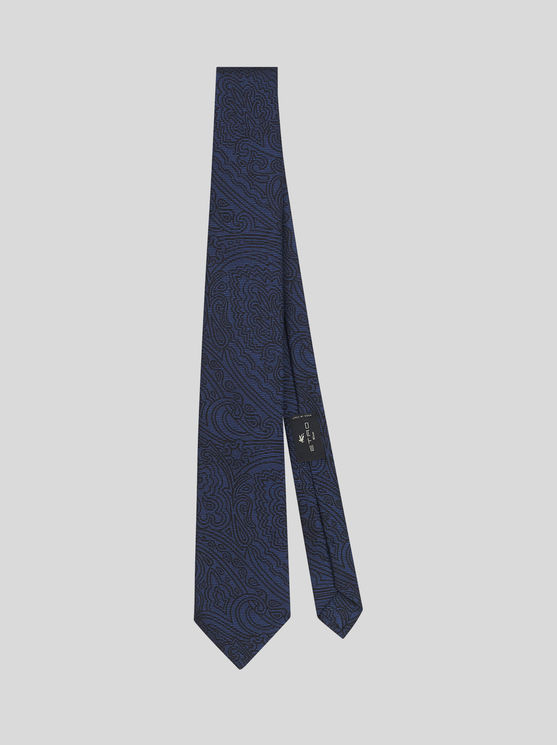 Shop Etro Silk Tie With Graphic Paisley Designs In Light Blue