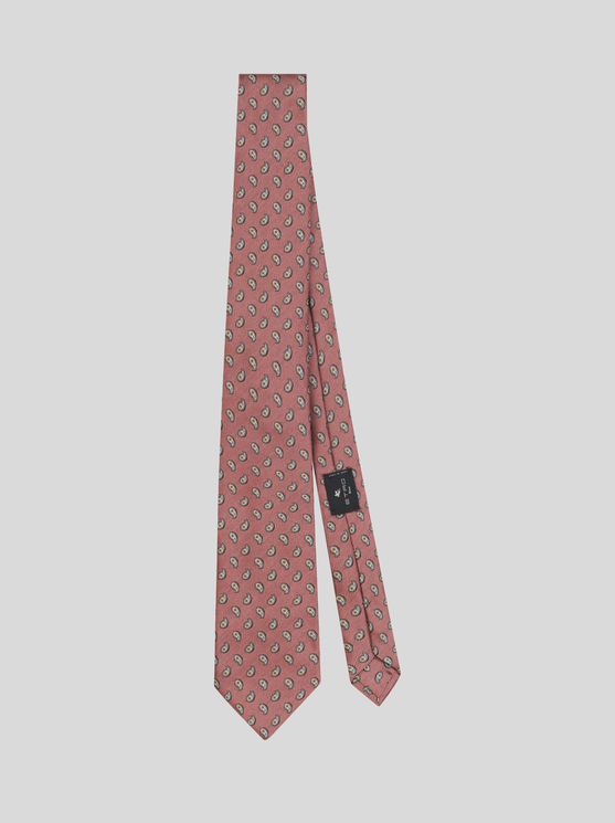 Shop Etro Micro Paisley Tie In Pink