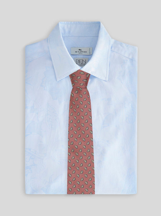 Shop Etro Micro Paisley Tie In Pink