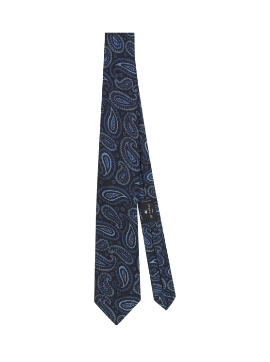 Etro Paisley-print Silk Tie In Navy Blue