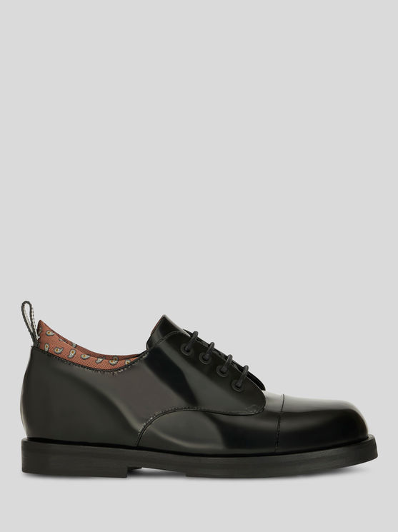 Shop Etro Lace-up Shoes With Paisley Pattern In Black