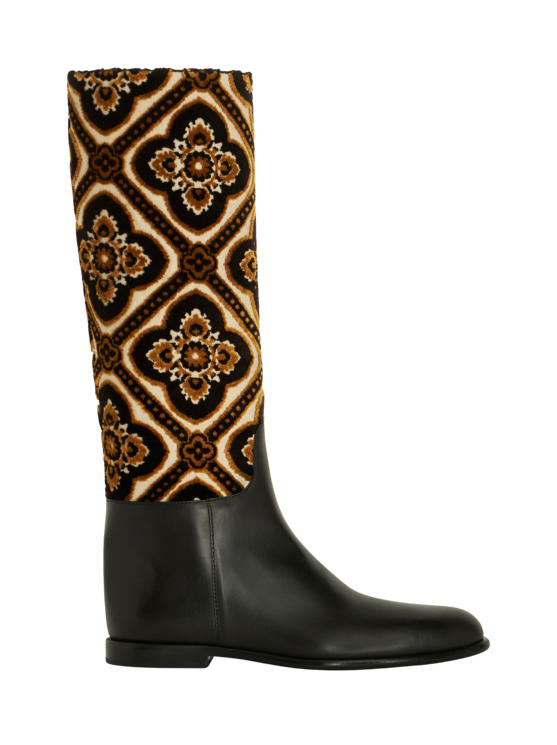 Etro Reiterstiefel Mit Jacquard-gewebe In Black