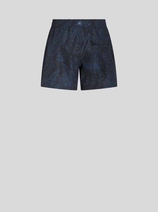 Shop Etro Paisley Print Swim Shorts In Navy Blue