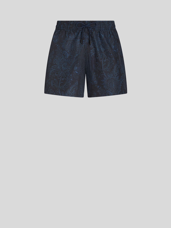 Shop Etro Paisley Print Swim Shorts In Navy Blue