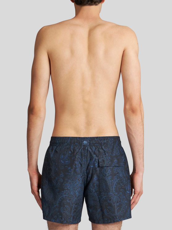 Shop Etro Paisley Print Swim Shorts In Navy Blue