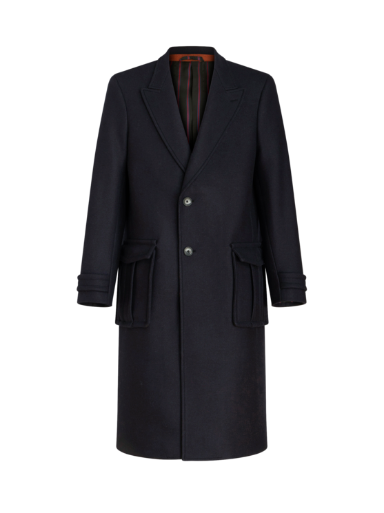 ETRO WOOL AND CASHMERE COAT WITH LOGO ON REAR