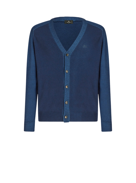 ETRO WOOL CARDIGAN WITH EMBROIDERED PEGASO