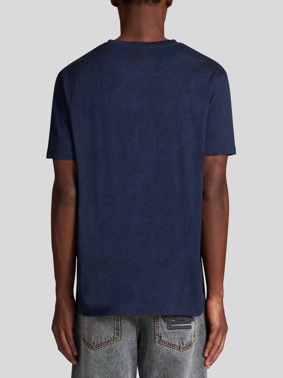 Shop Etro Paisley Pattern T-shirt In Navy Blue