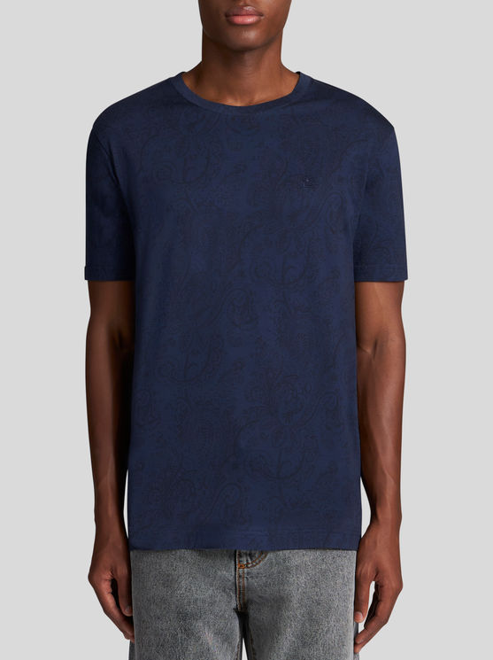 Shop Etro Paisley Pattern T-shirt In Navy Blue