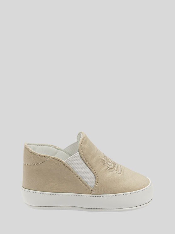 Shop Etro Baby Slip-on Shoes With Pegaso Embroidery In Beige