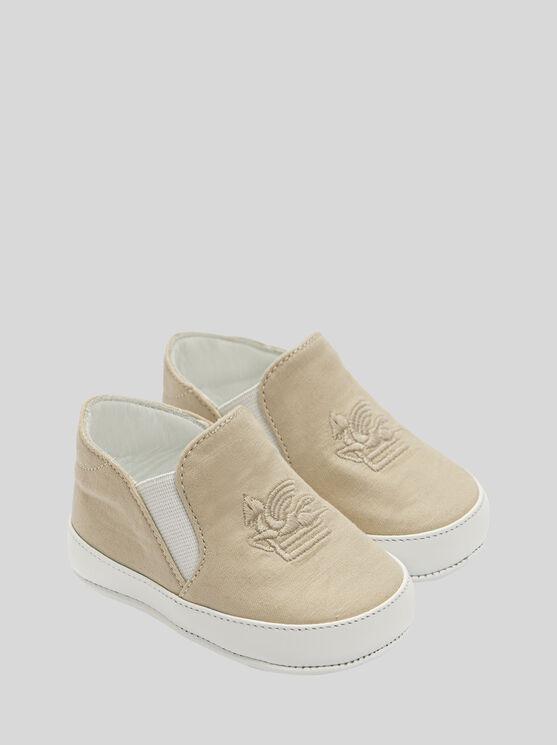 Shop Etro Baby Slip-on Shoes With Pegaso Embroidery In Beige