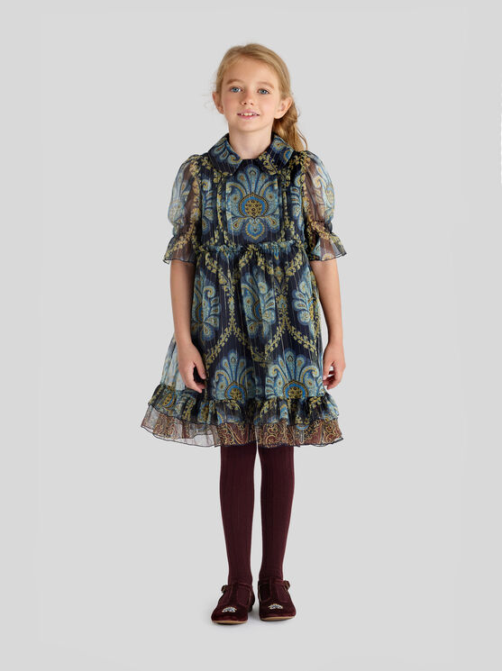 Shop Etro Kleid Aus Seiden-crepon Für Kinder In Navyblau