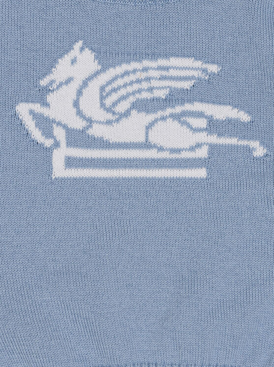 Shop Etro Baby Jumper With Pegaso Detail In Light Blue