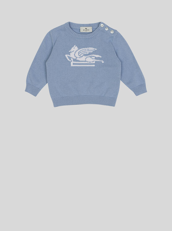 Shop Etro Baby Jumper With Pegaso Detail In Light Blue