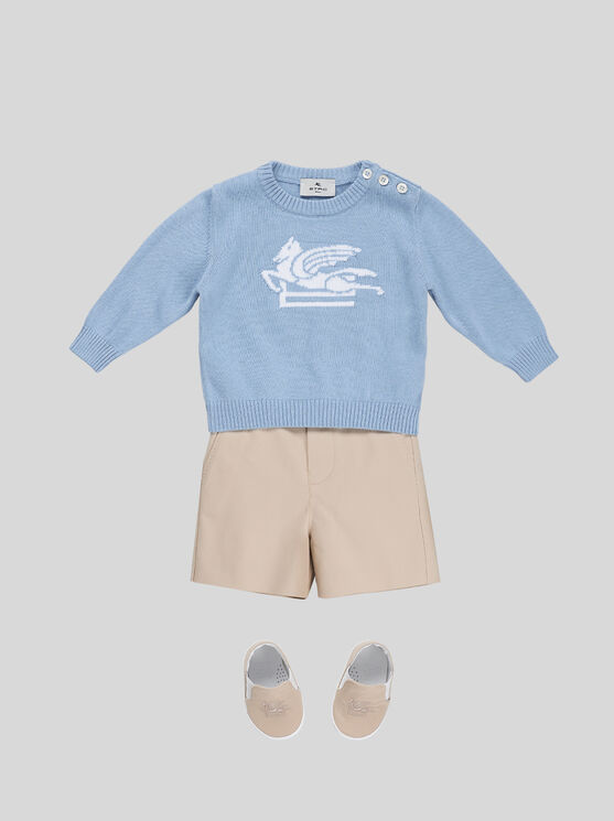 Shop Etro Baby Jumper With Pegaso Detail In Light Blue