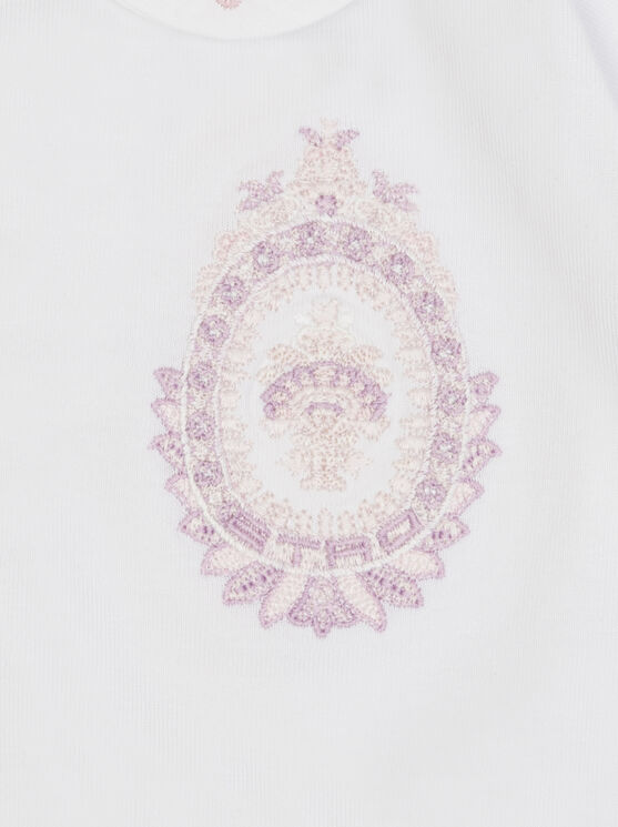 Shop Etro Babygrow With Coat Of Arms Embroidery In Pink