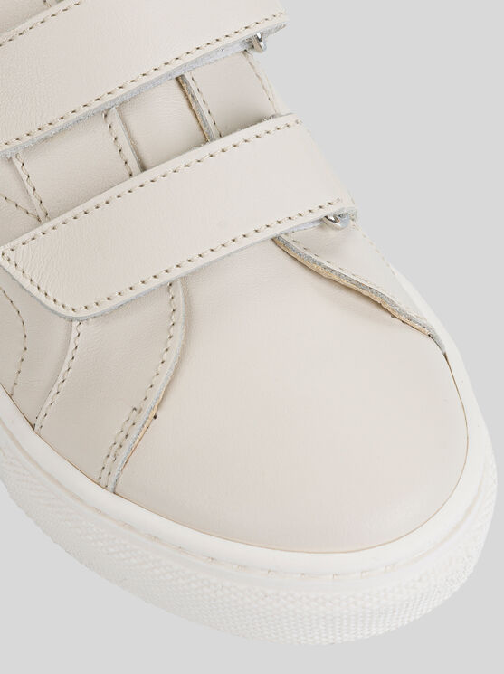 Shop Etro Topstitched Sneakers For Children In White