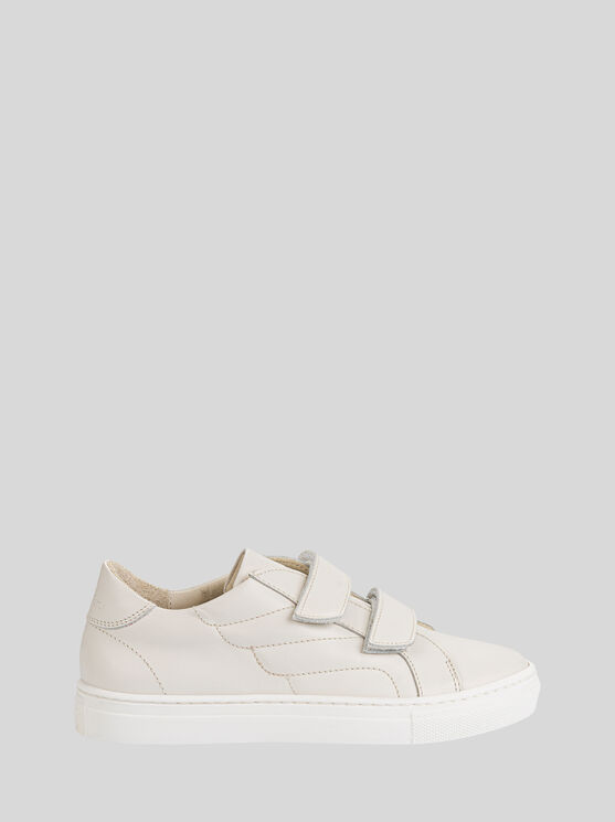 Shop Etro Topstitched Sneakers For Children In White