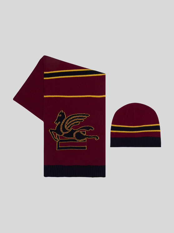 Shop Etro Hat And Scarf For Children In Burgundy