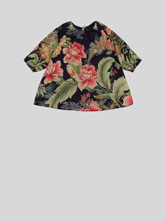 Shop Etro Floral Baby Dress In Navy Blue