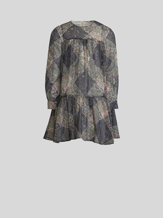 Etro Paisley Dress For Children In Gray