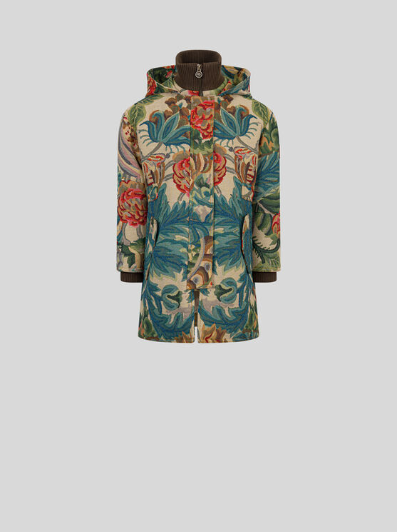 Shop Etro Jacquard Parka For Children In Multicolour