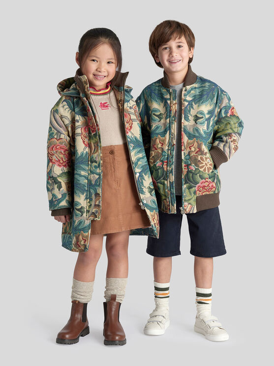 Shop Etro Jacquard Parka For Children In Multicolour