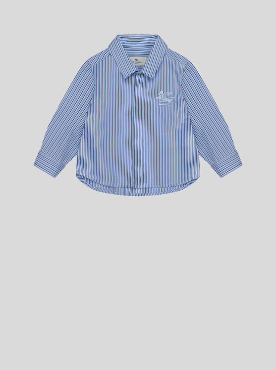 Shop Etro Striped Shirt For Babies In Light Blue