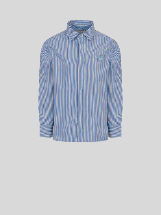 Shop Etro Striped Shirt For Children In Light Blue