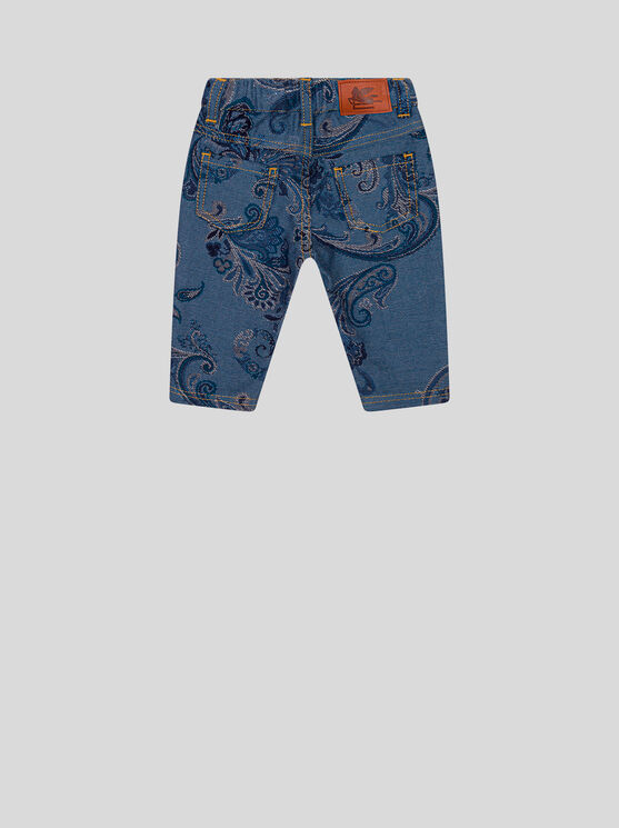 Shop Etro Jacquard Jeans For Babies In Navy Blue