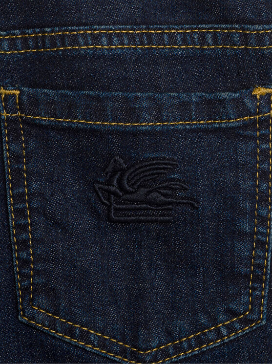 Shop Etro Topstitched Jeans For Children In Navy Blue