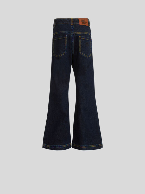 Shop Etro Topstitched Jeans For Children In Navy Blue