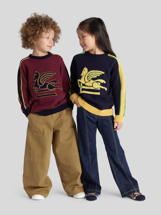 Shop Etro Topstitched Jeans For Children In Navy Blue