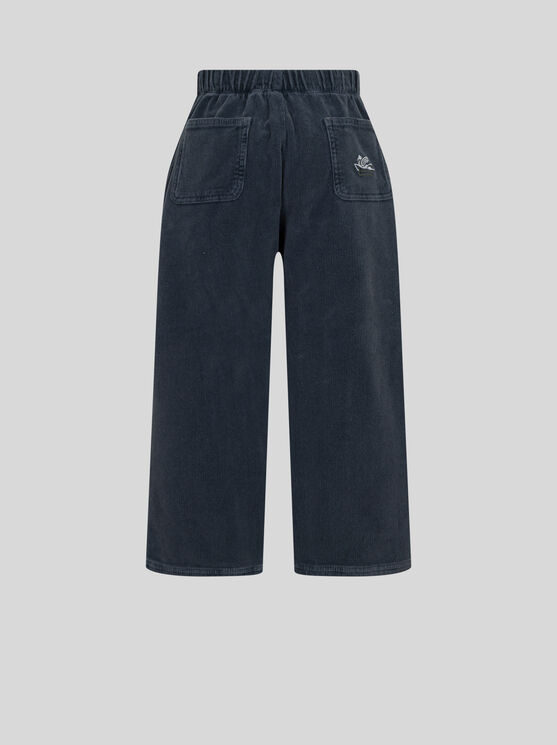 Shop Etro Velvet Trousers For Children In Navyblau