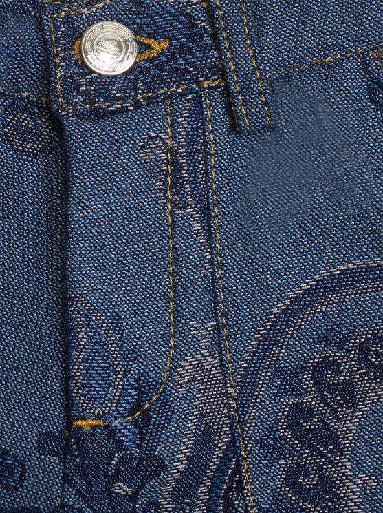 Shop Etro Jacquard Bermuda Shorts For Children In Navy Blue