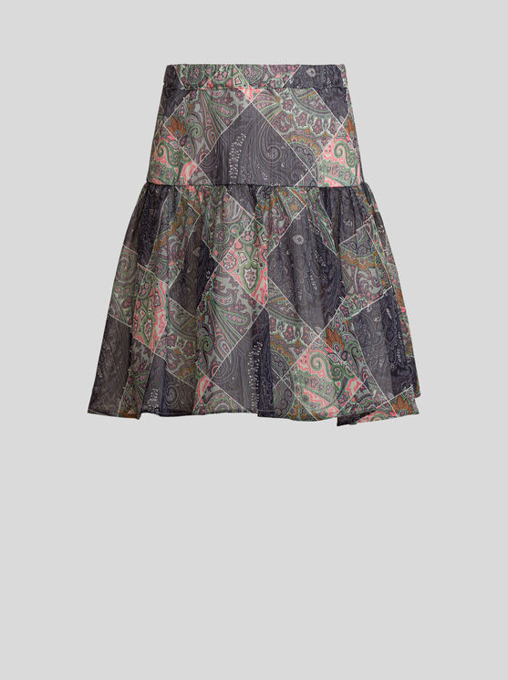 Shop Etro Crepon Skirt For Children In Navyblau